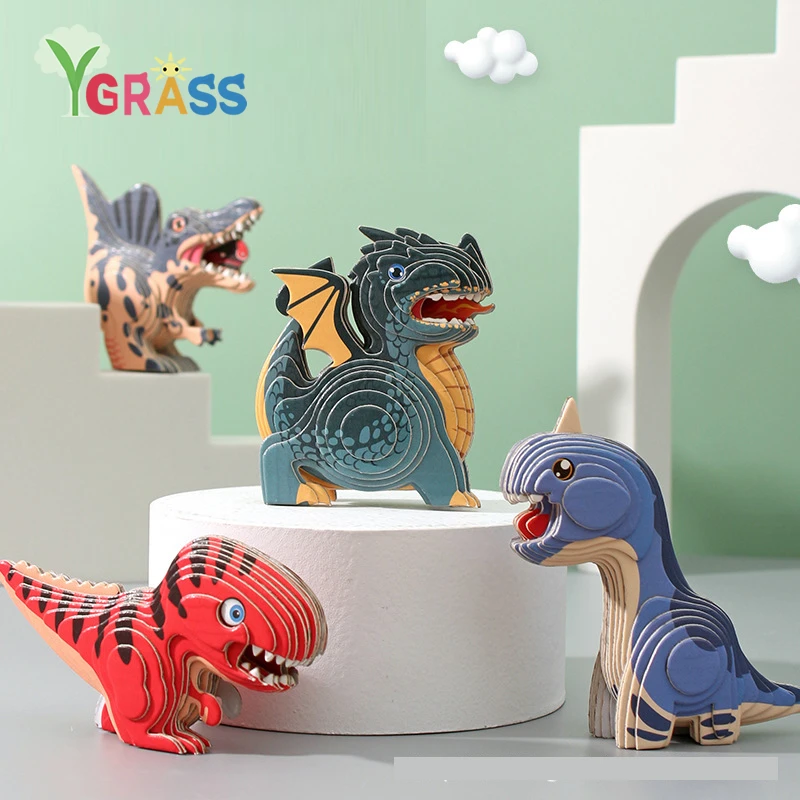 Детский обучающий бумажный 3D пазл-динозавр игрушки детская сцена головоломки