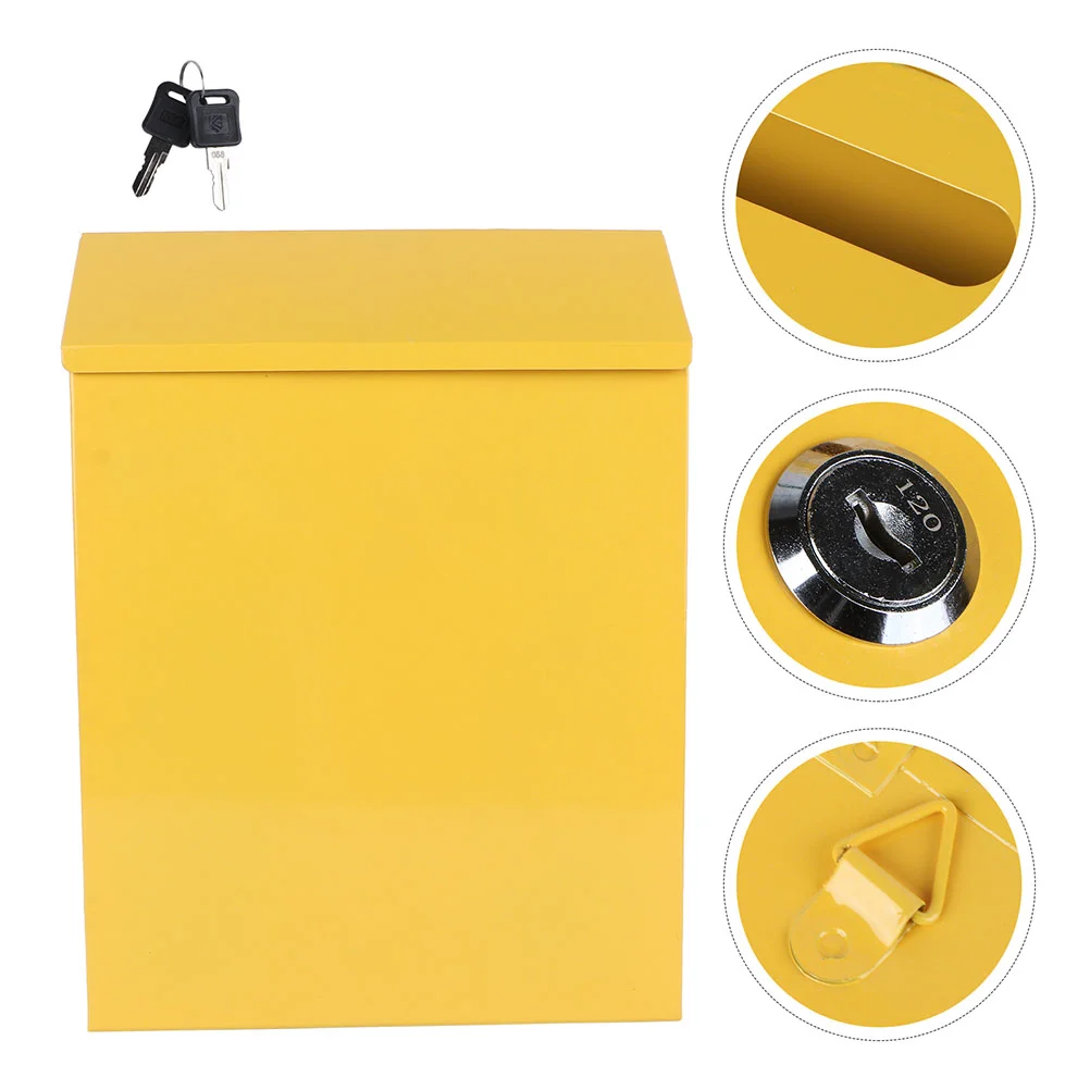

1pc Wall-mounted Letter Box Mailbox American Mailbox Suggestion Box (Yellow)