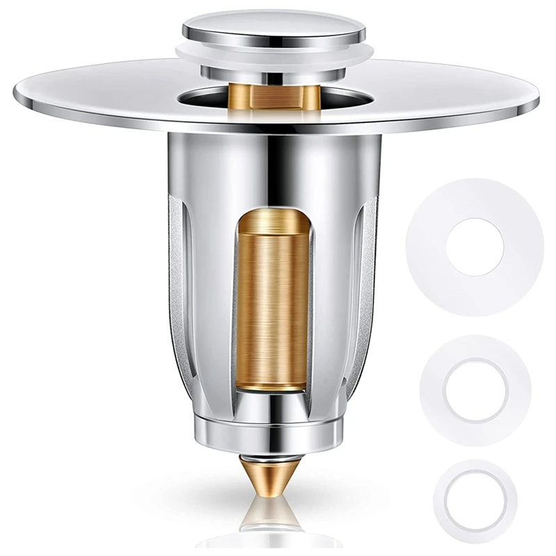 

Bathroom Sink Stopper Core Push Type Sink Stopper Wash Basin Bounce Drain Filter With Basket Anti Clogging Sink Drain