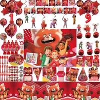 disney turning red birthday party decorations backdrop giftbag tableware cups plates napkin baby shower kids disposable supplies