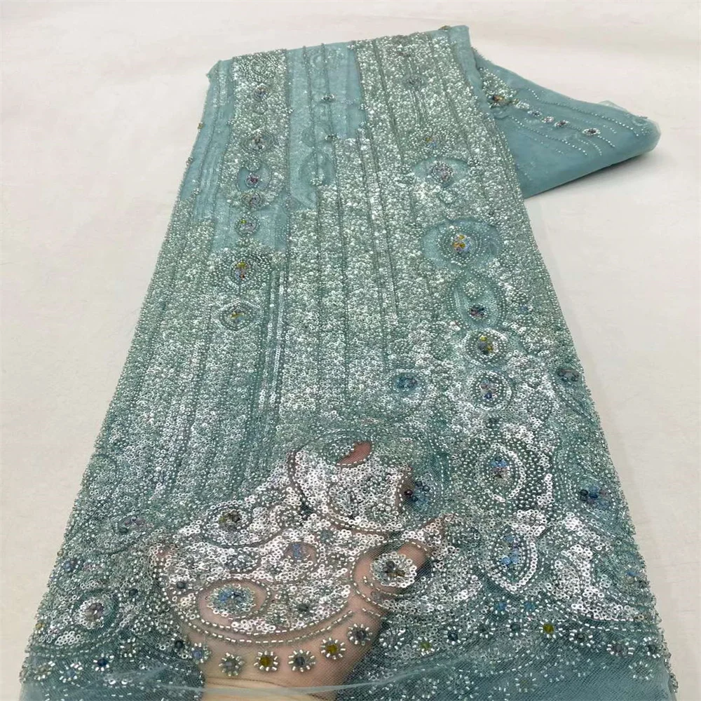 2024 новейшая африканская Изысканная кружевная ткань французское с блестками и