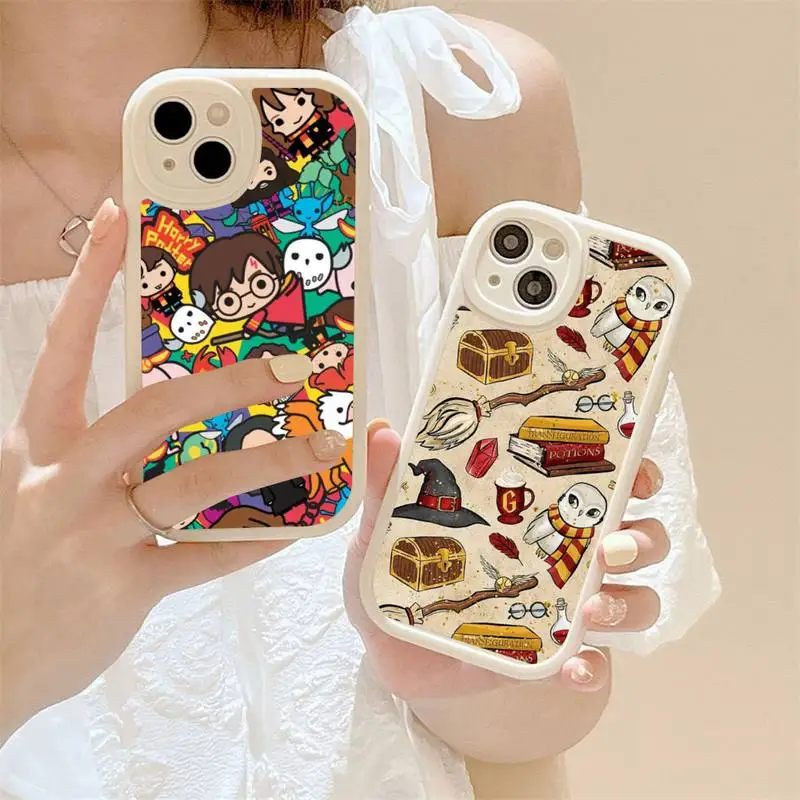 Купи Anime Toys Cartoon P-Potters Design-Harries Phone Case For iPhone 14 Plus 13 12 11 Pro Max Mini XS XR Soft Silicone White Cover за 120 рублей в магазине AliExpress