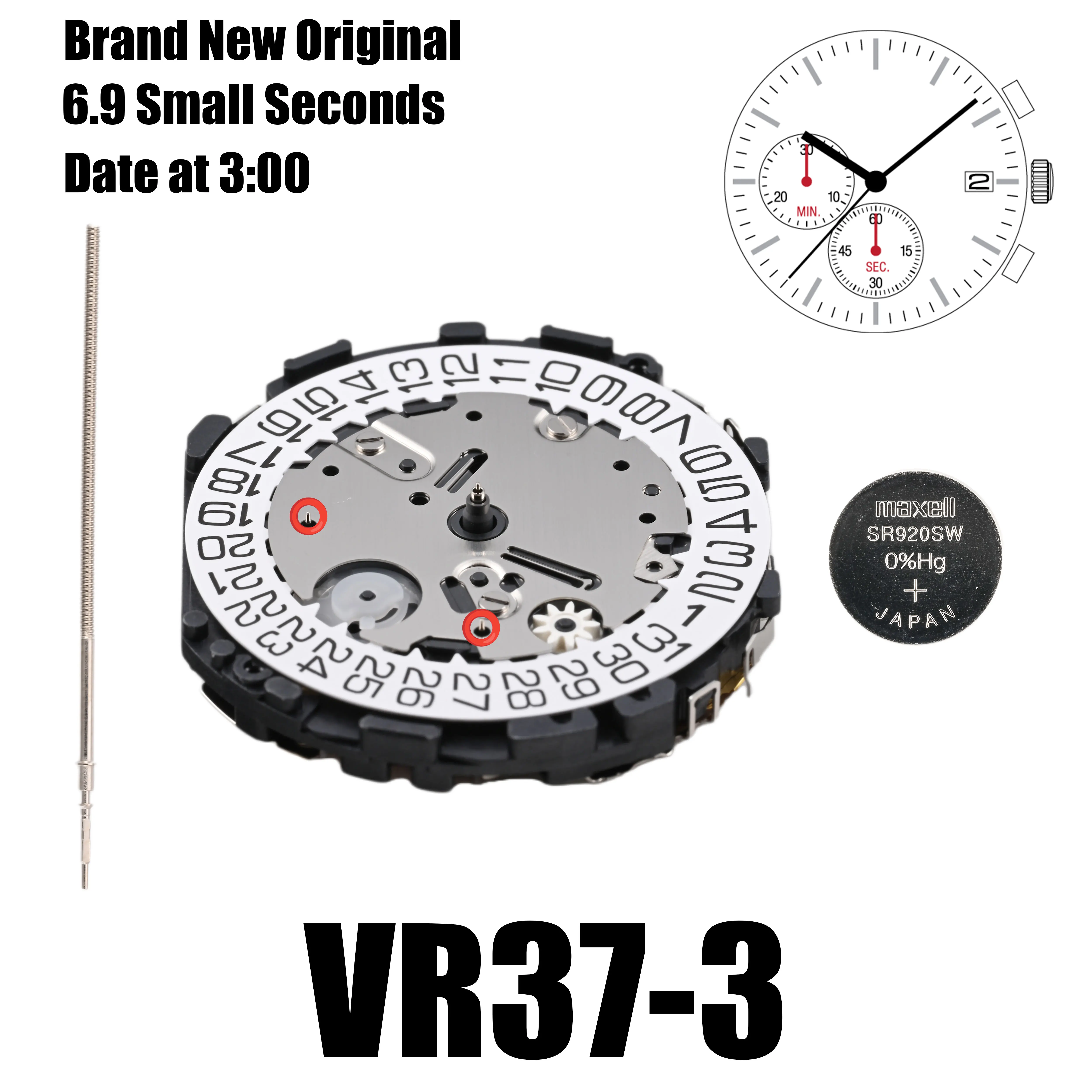 Новый механизм VR37 VR37B/A хронограф с движением VR32B/A кварцевый 6 9 маленькая секунда