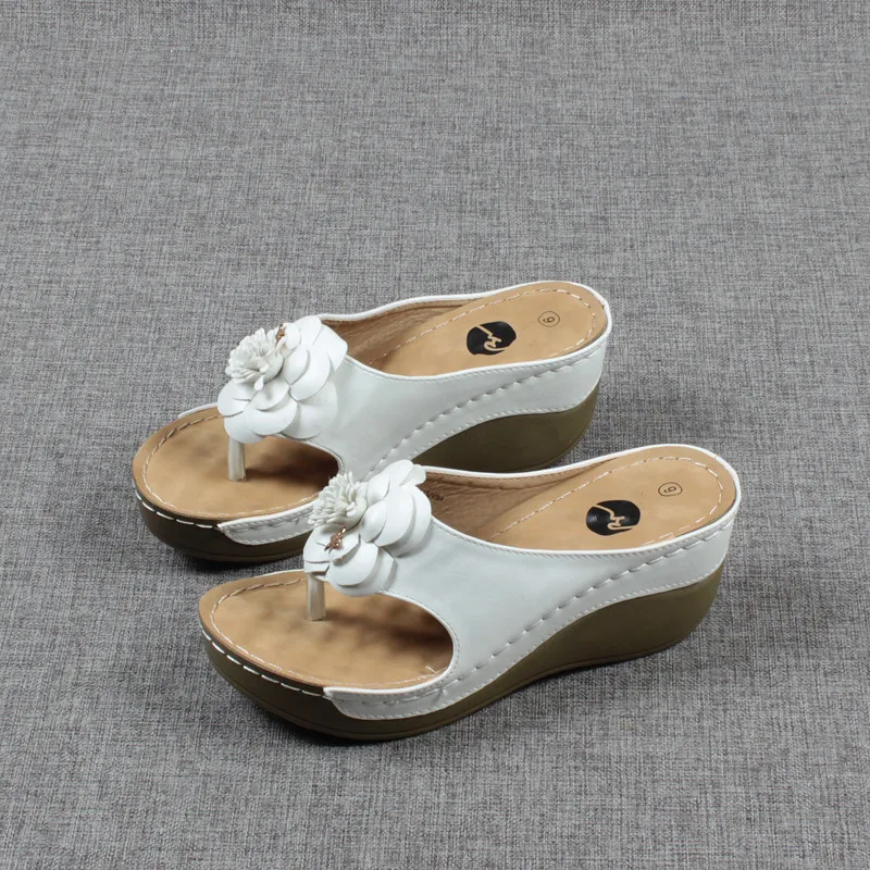 

Шлепанцы женские на платформе, роскошные сандалии на танкетке, цветочные шлепанцы, мягкие дизайнерские, высокий каблук, Fla, 2022