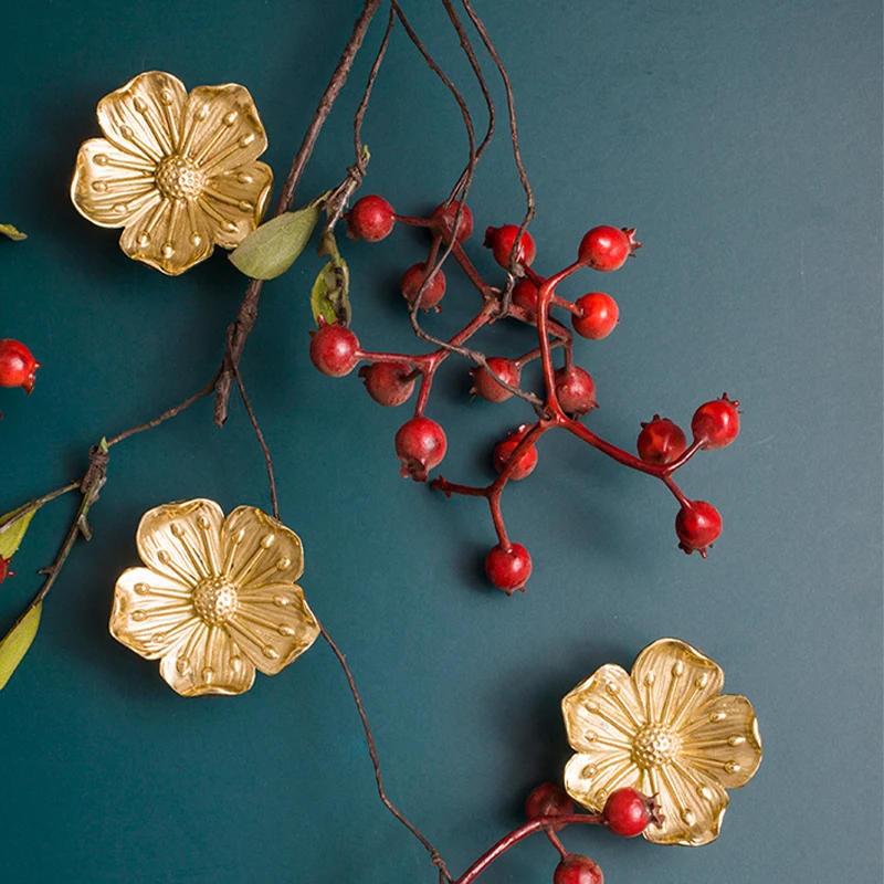 

Brass Forged Plum Blossom Drawer Cabinet Door Closet locker Candy box handle hand in hand