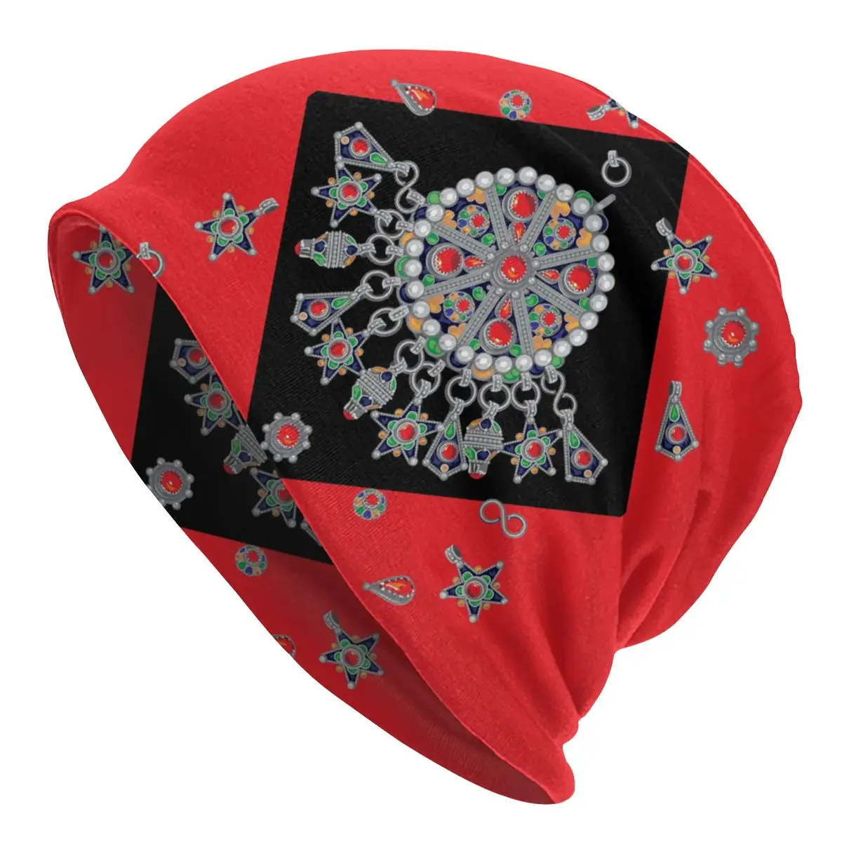 

Kabyle Jewelry, зимняя шапка для мужчин и женщин, Мужская Шапка-бини с напуском, крутая Зимняя Шапка-бини с изображением ковра Амари, Марокко, лыжные шапочки для улицы, шапка для мужчин и женщин