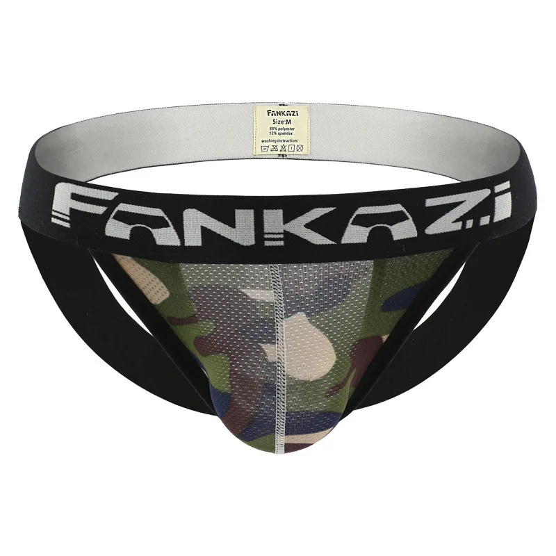 

2022 Fashion Brand Men's Sexy Thongs Double String Camouflage Homme Underwear Breathable Male Underpants Pants G-strings