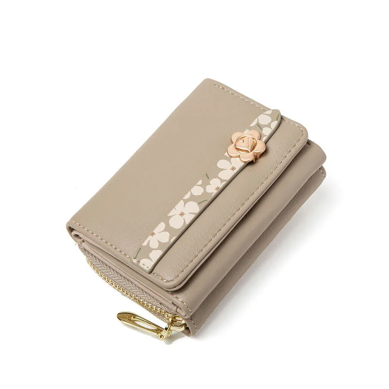 

Маленький кошелек для девушек, новинка, многофункциональный кошелек с цветочным рисунком, сумка для карт, короткий кошелек