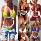 Женский сексуальный спортивный комплект нижнего белья, новинка 2022, сексуальное бикини, бандажный корсет с надписью, бюстгальтер пуш-ап + стринги, трусики, женское нижнее белье