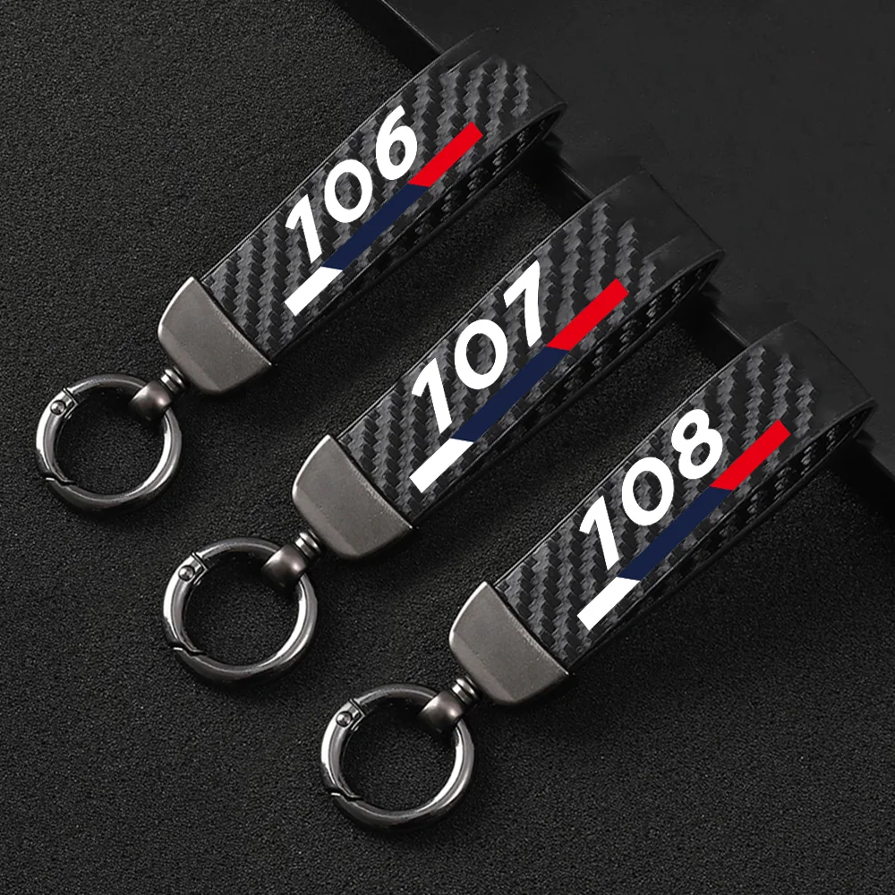 

Car Metal Key Ring Carbon Fiber Patter Keyring Car Keychain Simple Personality Auto Accessories For Peugeot 106 107 108