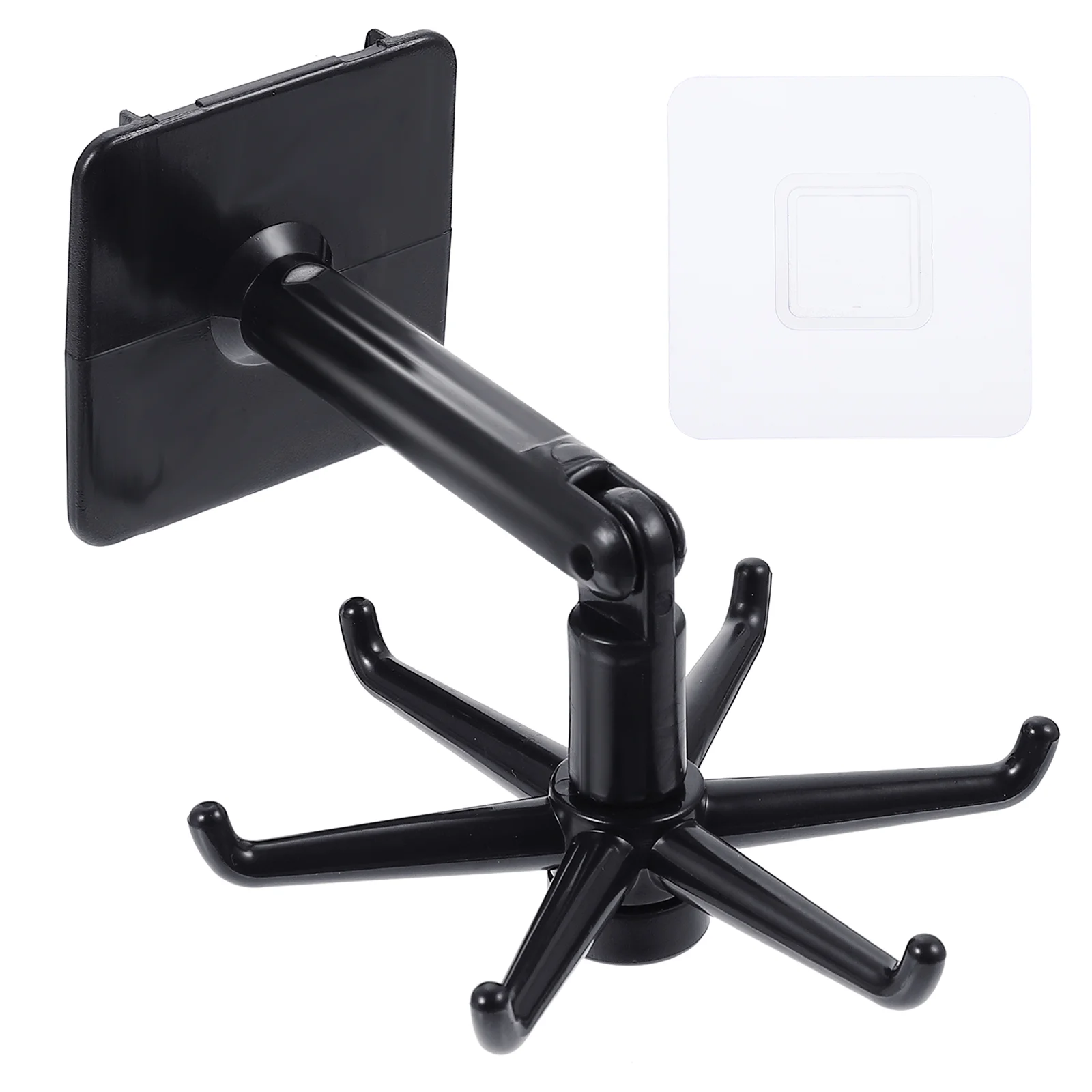

1 Set 4Pcs Multi-function Rotating Hooks Punch Free Storage Hangers (Black)
