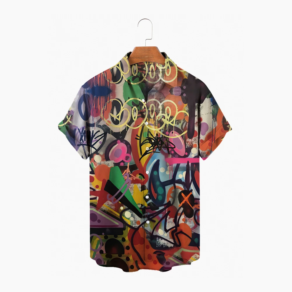 

Summer Street Graffiti Men's Shirt 3D Printed Short Sleeve Hawaiian Shirt Men Men's Shirt Top 5XL Plus Size
