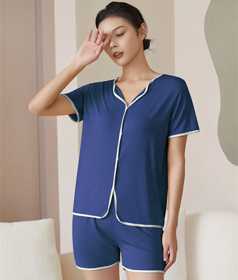 Cotton Pajamas Set Women's Modal Short Sleeve Two-piece Pj Sets Summer Sleepwear Fashion Casual Home Wear Ladies Nightwear Set