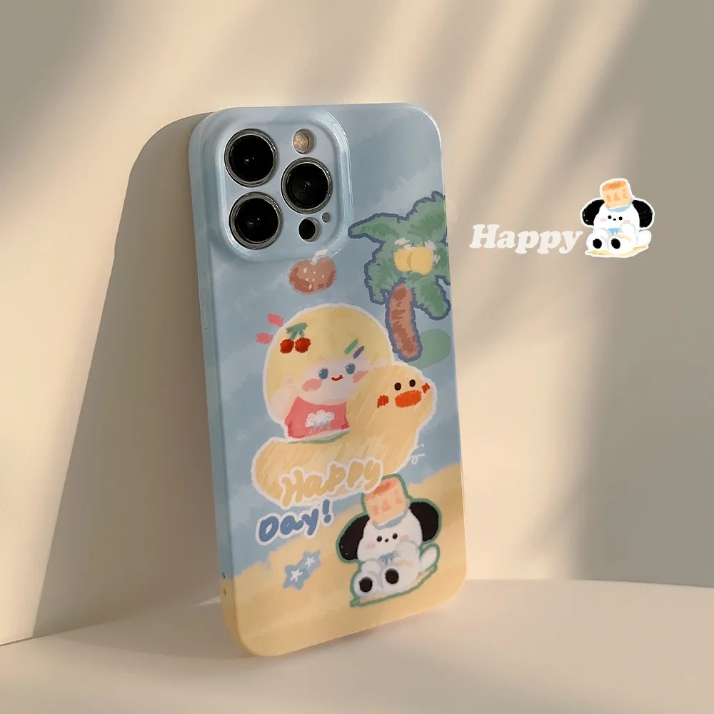 

Cartoon Summer Beach Girl Phone Case for IPhone 14 12 13 11 Pro ProMax Plus X XR Xsmax Shockproof Phone Cover