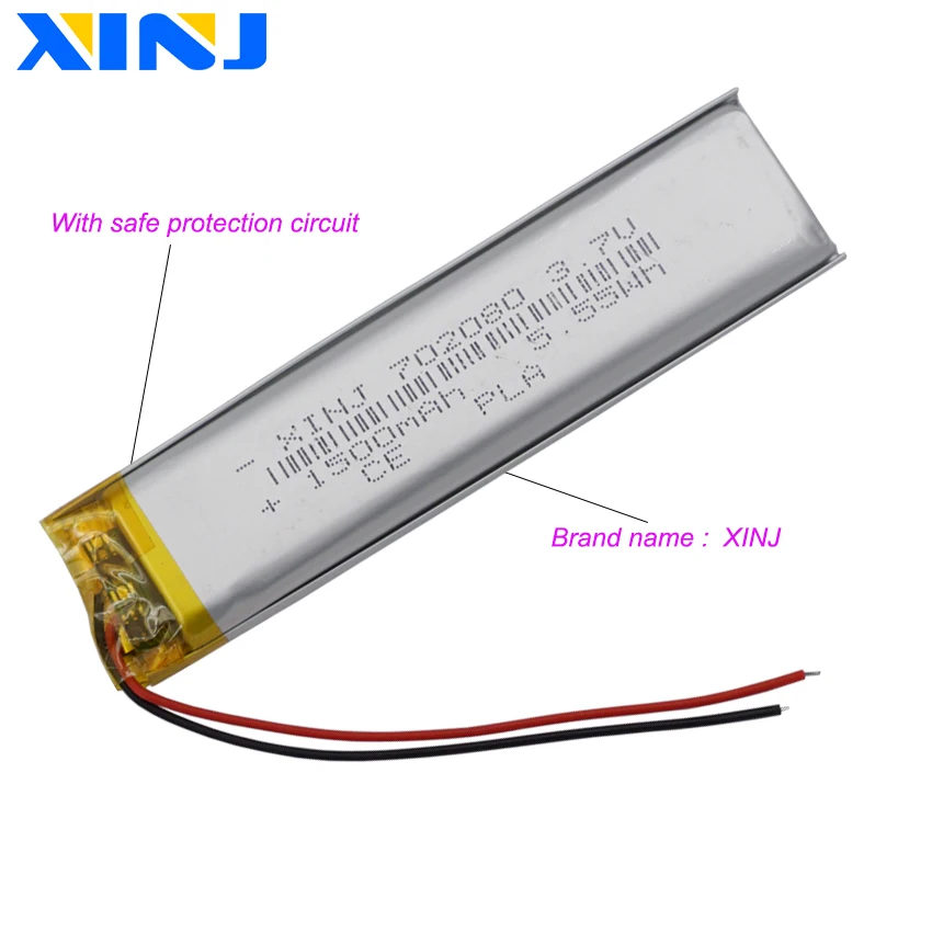 Фото XINJ 3,7 V 1500 mAh литий-полимерная перезаряжаемая литий-полимерная батарея li-po литий-ионная 702080 для gps электронная книга камера MP4 Вождение рекорд... №3