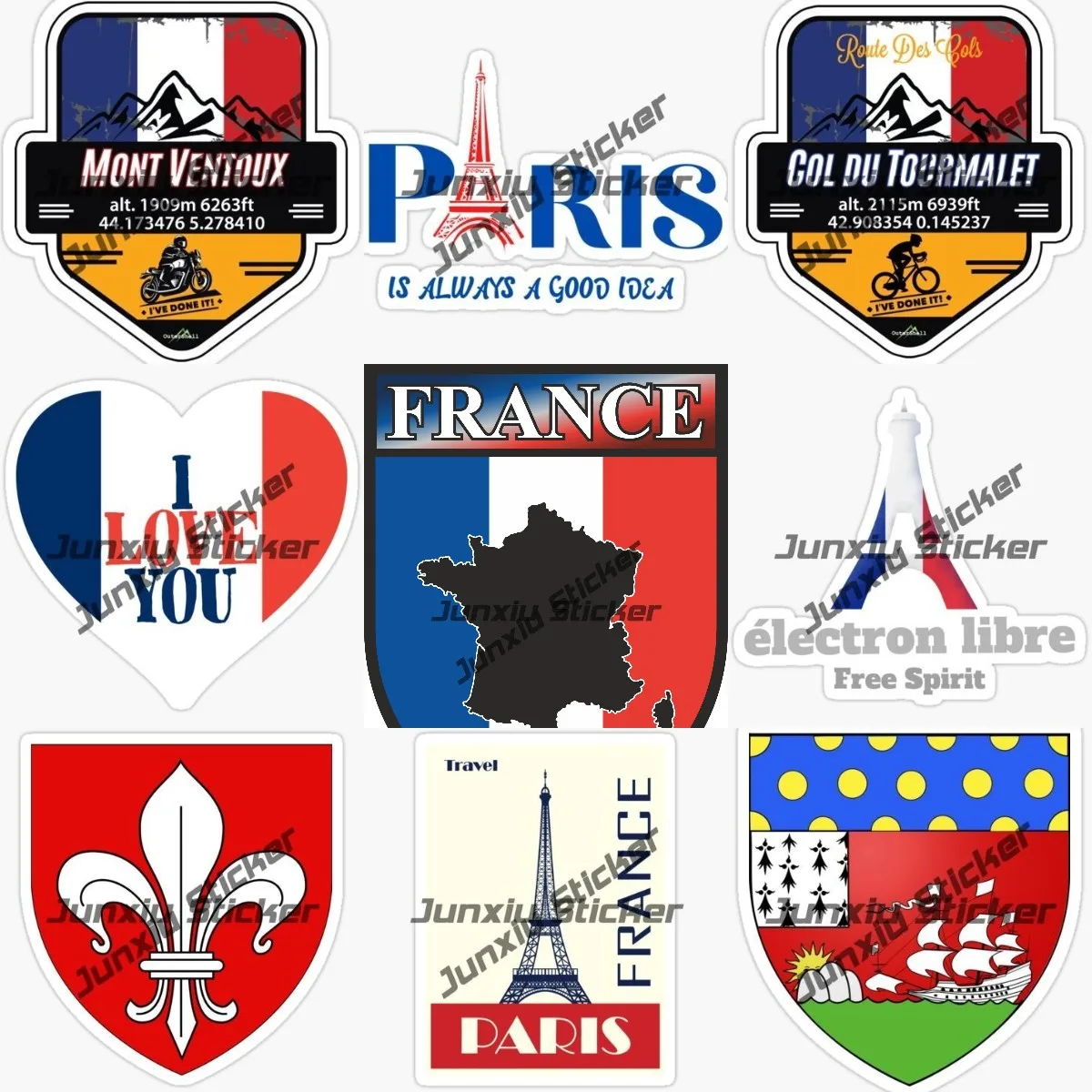 Наклейка с изображением французской карты, герба оружия, французские наклейки, герб лоригов, Лилль, французская наклейка, Эйфелева башня Парижа