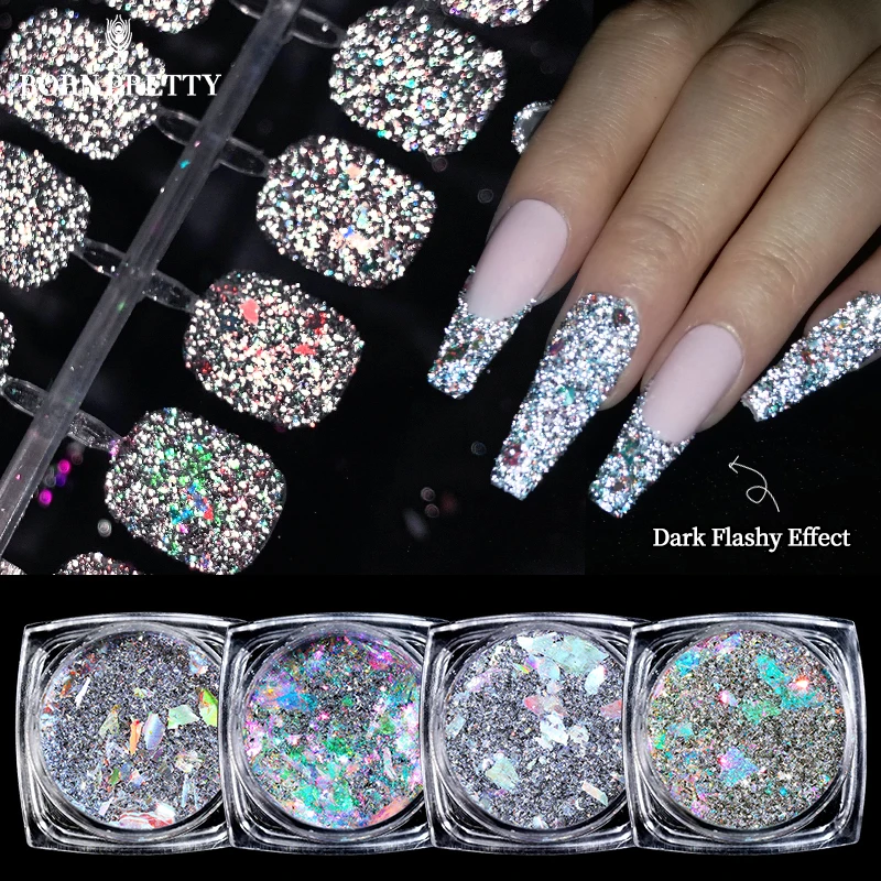 

BORN PRETTY блестящие Светоотражающие хлопья Авроры голографический Блестящий сверкающие вечерние украшения для ногтей Блестящий Порошок