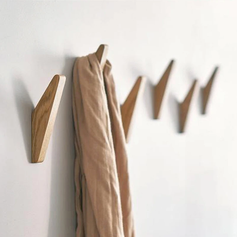 

Creative Japanese Oak Hook Wall Coat Wooden Hook Clothes Robe Hanger Scarf Towel