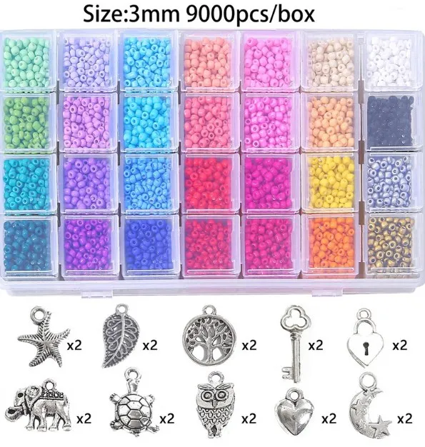 

1 box red green clasps Alloy pendant scissors Glass Seed Beads For Jewelry Making Big Hole Spacer Bead DIY Bracelet Necklace