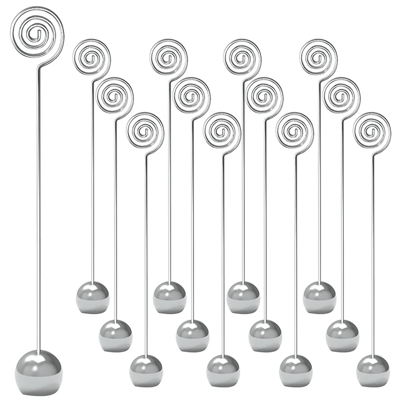 

12 PACK Table Number Holders 8.66 Inches Tall Place Card Stand For Wedding Party Restaurant Reception (Silver)