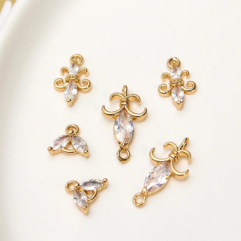 

Набор медных подвесок «сделай сам» с фианитами, материал для сережек с двойным подвесным якорем для лодки, маленького размера с листьями