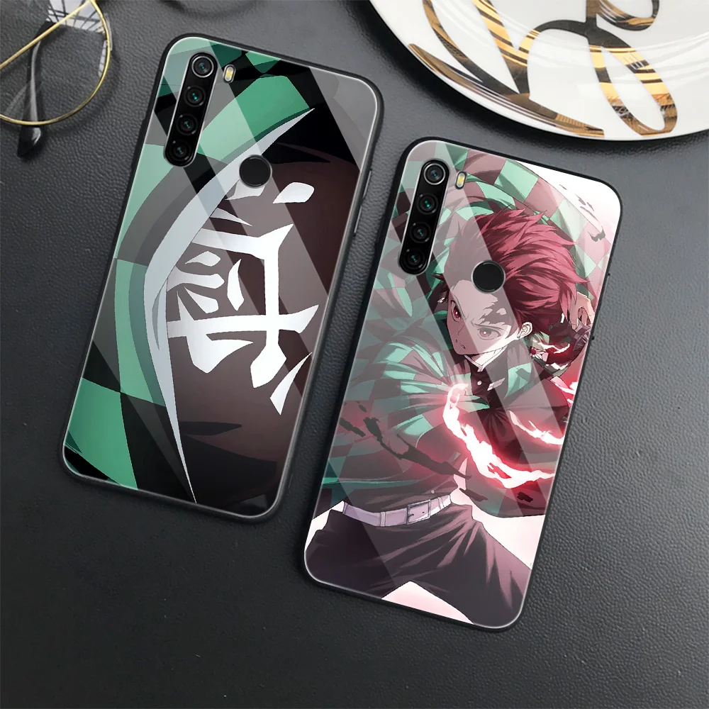 

Demon Slayer Anime Fundas for Redmi Note 10Pro 9 Pro Max 10 4G 9T 10S Poco F3 11 11S 5G F2Pro Luxury Tempered Glass Phone Case