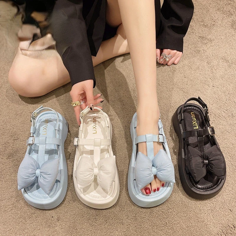 

Thick-soled Sandals Women's New Fashion Beach Flat Shoes Bow Roman Shoes Women Sandal Platform Shoes for Women Open Toe Shoes
