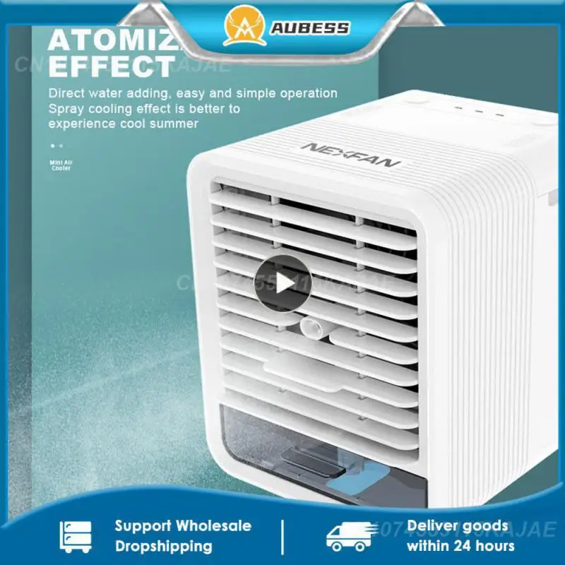 

Air Cooler Fans 7-color Led Humidification Air Conditioning Fan With Night Light Air Purification 90 Degree Blowing Angle White