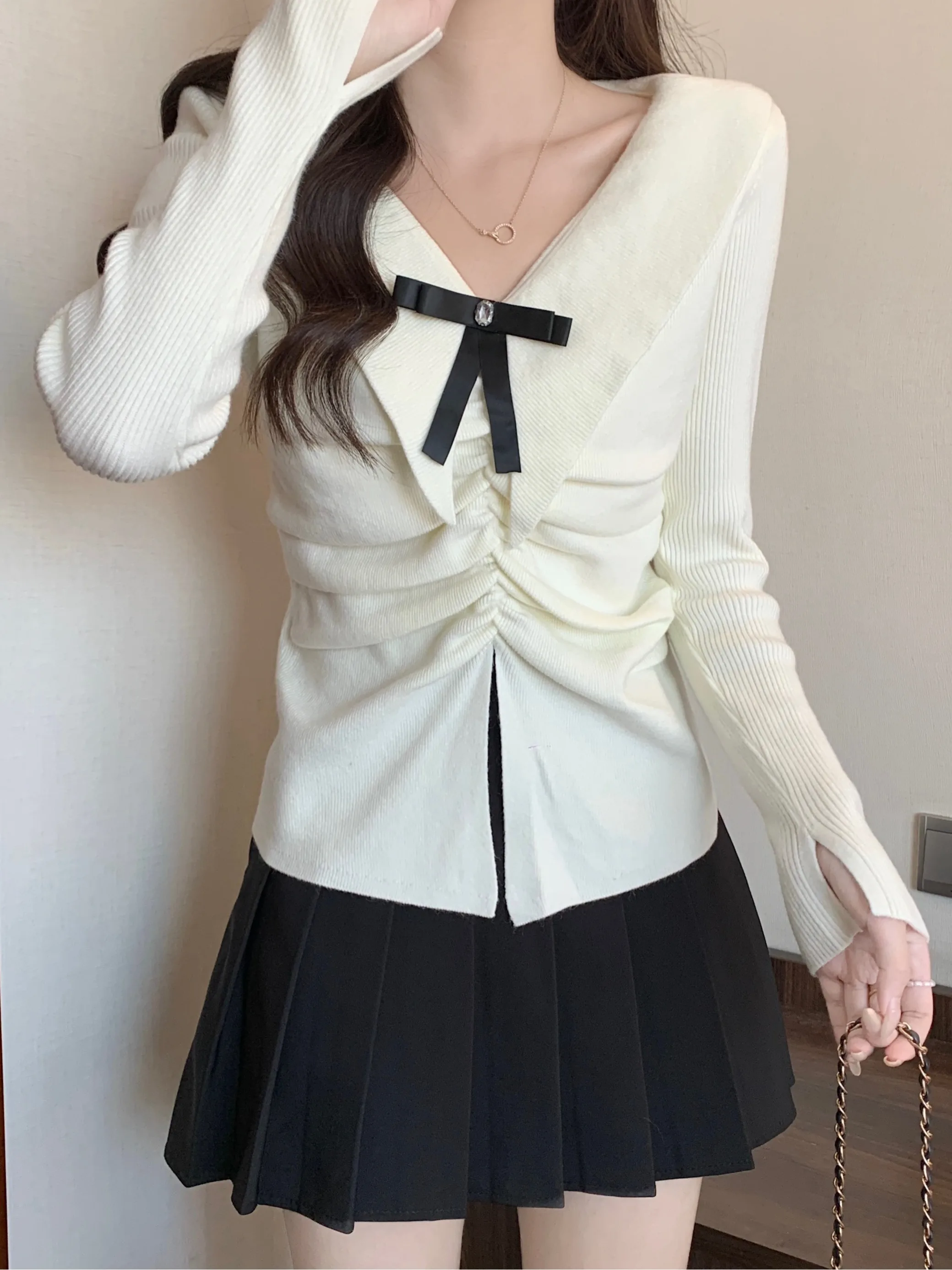 Женская одежда больших размеров Chubby Girl Western Sle Красивый свитер с v-образным