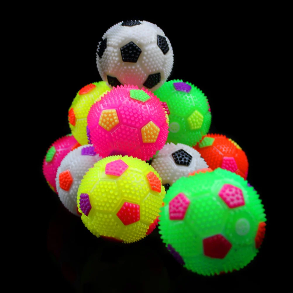 

12 Pcs Squeaker Ball Plastic Luminous Elastic Spiky Ball Squeeze Bouncy Toy Balls for Children Adults Teens Pets (Random Color)