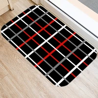 red black geometric pattern bath kitchen entrance door mat coral velvet carpet doormat indoor floor mats non slip rug home decor