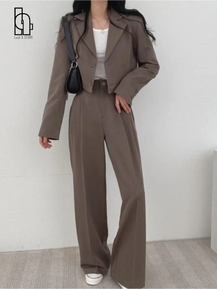 Suit Coat Women Spring Autumn New Korean Black Temperament Casual Small Suit Women 2 Pieces Suit 2023