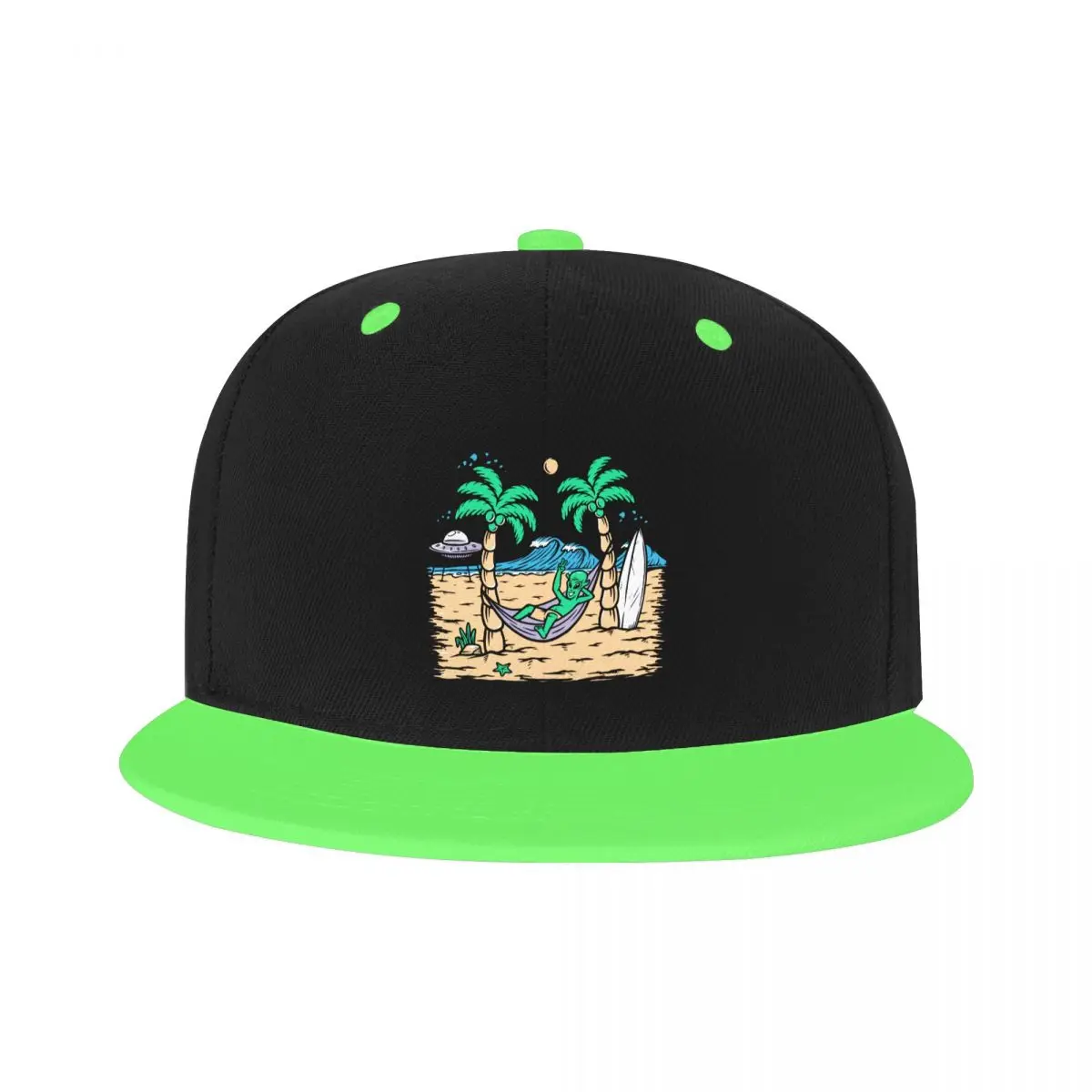 

Punk Summer Beach Alien Surfing Hip Hop Baseball Cap Outdoor Surf Rider Flat Skateboard Snapback Dad Hat