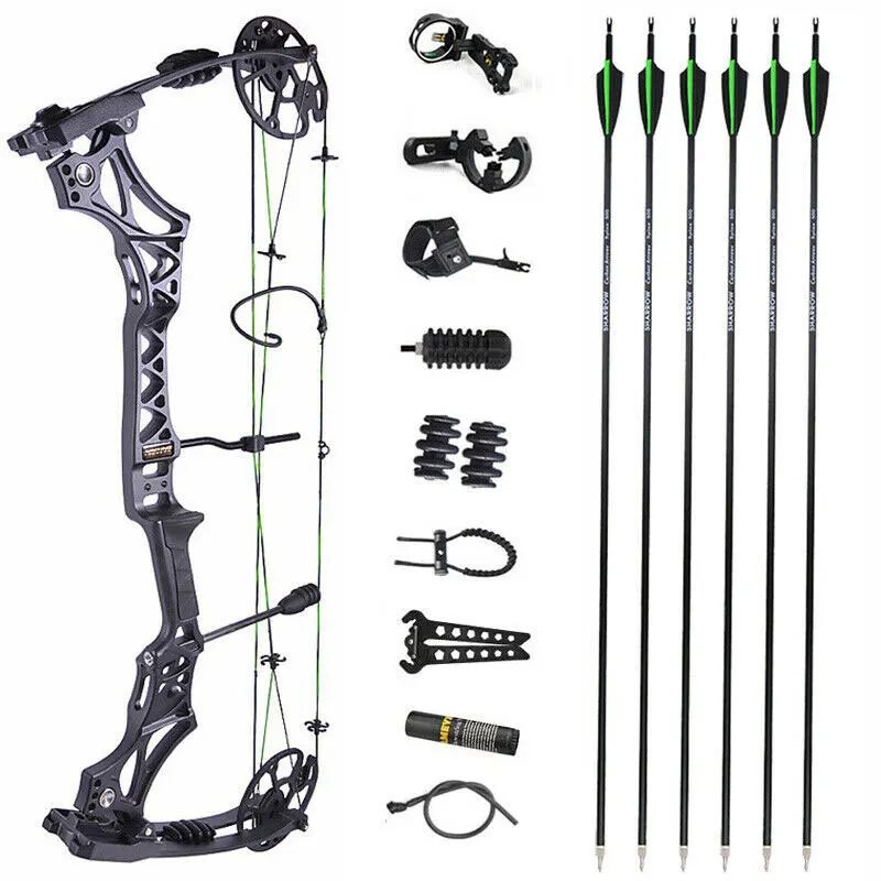 Archery M129 Compound Bow Carbon Arrow Set 30-70lbs Adjustable Hunting Let Off 80% Shooting Accessories
