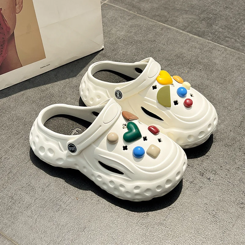 Women's shoes hole shoes summer wear sandals and slippers 2023 new men's beach shoes thick-soled slippers couple models