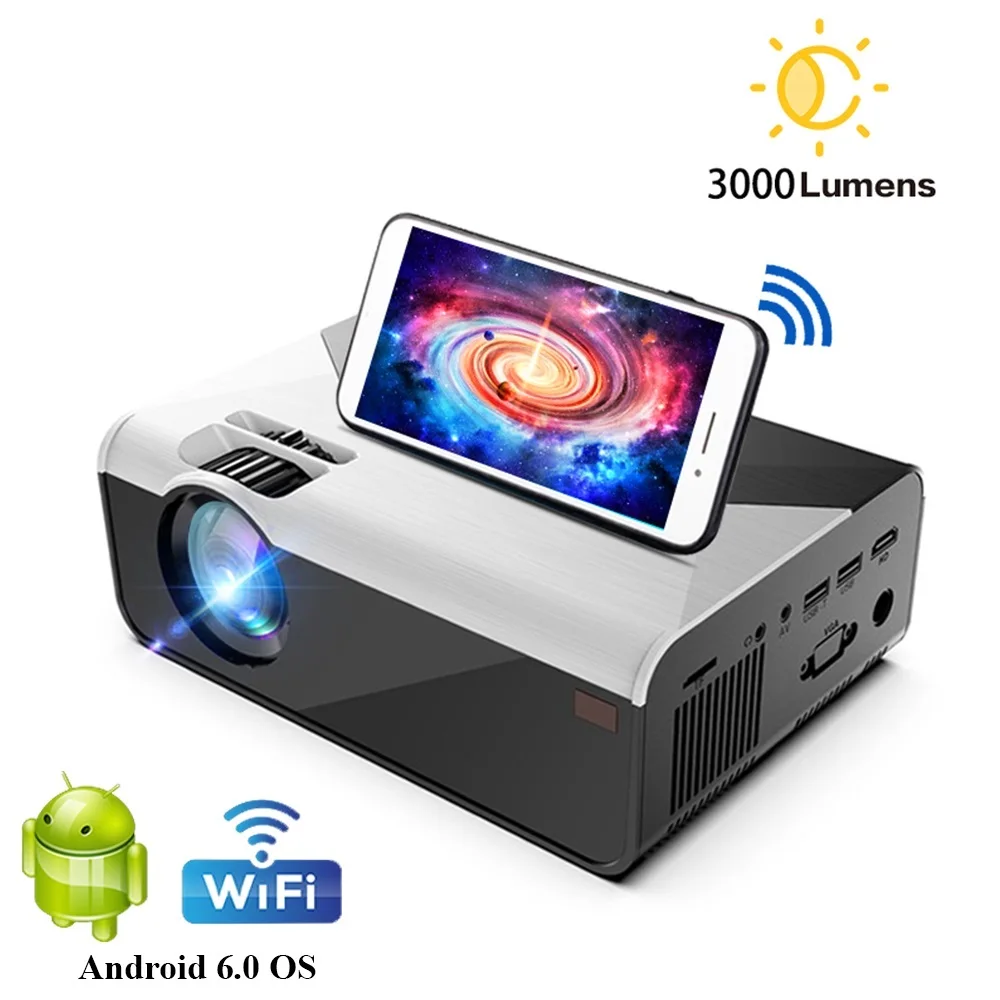 

Top MINI Projector G08 Support 1080P Projector 3000 Lumens Android Wifi Bluetooth for Phone 3D Projector Home Theater Cinema