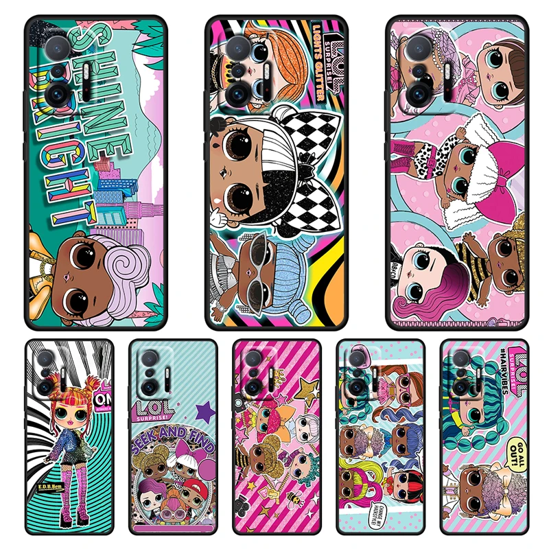 

L.O.L. SURPRISE Cute Doll For Xiaomi Mi 12 11 11T 10 10T Ultra Pro Lite Note10 5G Silicone Soft TPU Black Phone Case Capa Cover