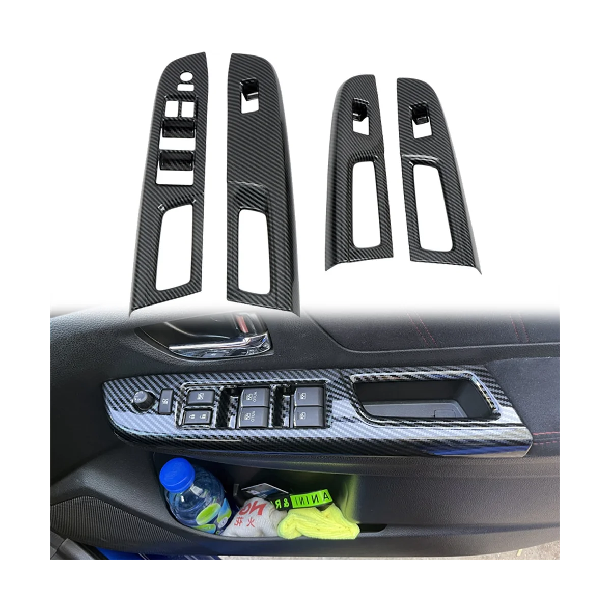 

Car Carbon Fiber Window Glass Lift Button Trim Switch Cover Door Armrest Panel for Subaru WRX/WRX STI 2015-2020 RHD