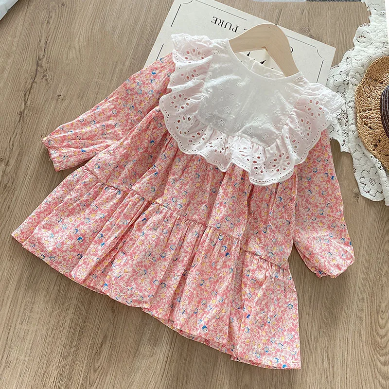 

Платья для маленьких девочек, летнее новое платье с короткими рукавами и прострочкой, платье принцессы с широкими краями, модная детская од...