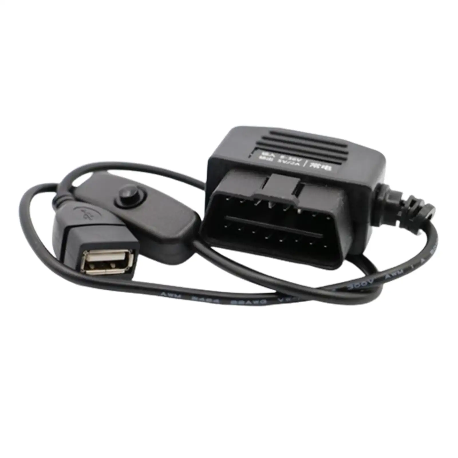 

OBD Hardwire Kit USB Car Charge Cable with Switch Button ACC Power USB Female