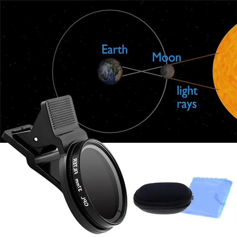 Фото CABE-Solar Eclipse Фильтр для объектива камеры Солнечное затмение Фильтр для улучшения фотообъектива Съемный работает с мобильным телефоном для камеры Dur №2