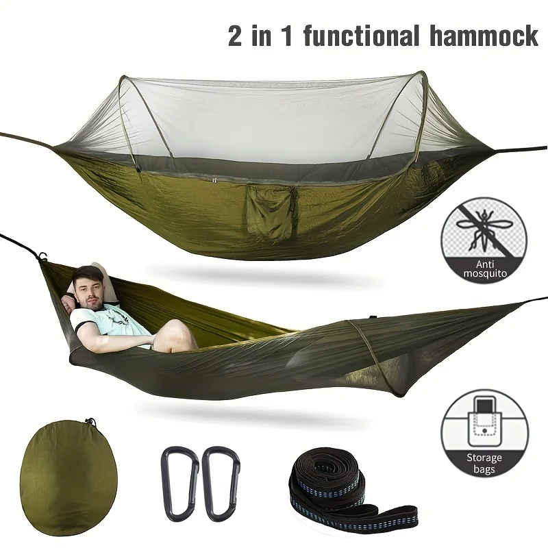 

Field Camping Hammock with Mosquito Net Pop-Up Light Portable Outdoor Parachute Hammocks Swing Sleeping Hammock Camping Stuff