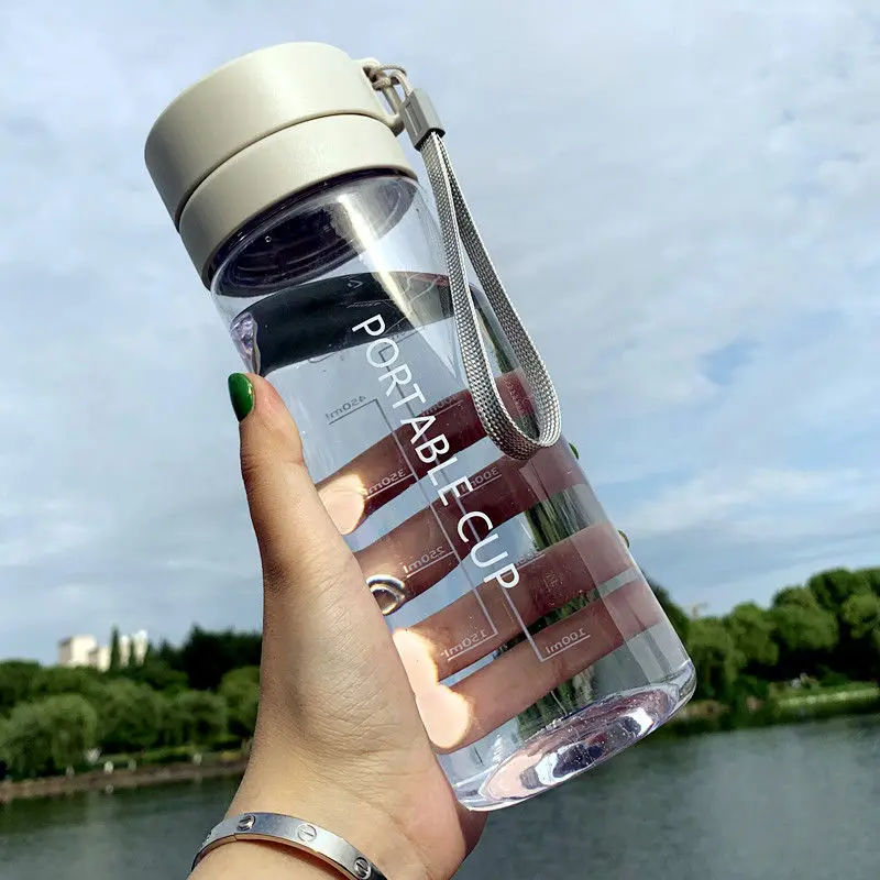 

Hot Sale Sports Water Bottle For Students 600ML Plastic Shaker Portable Leakproof Drinkware Outdoor Travel Drink Bottle BPA Free
