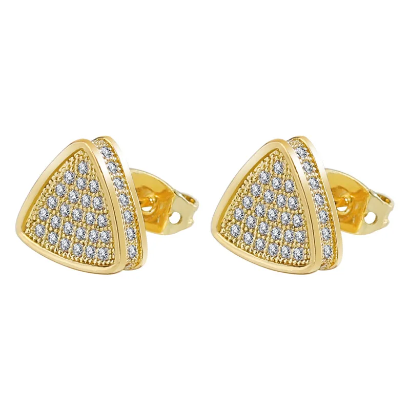 

Korean Version of Fashion Creative Triangle Super Flash Full Diamond Copper Earrings Versatile Zircon Earrings Female Jewelry