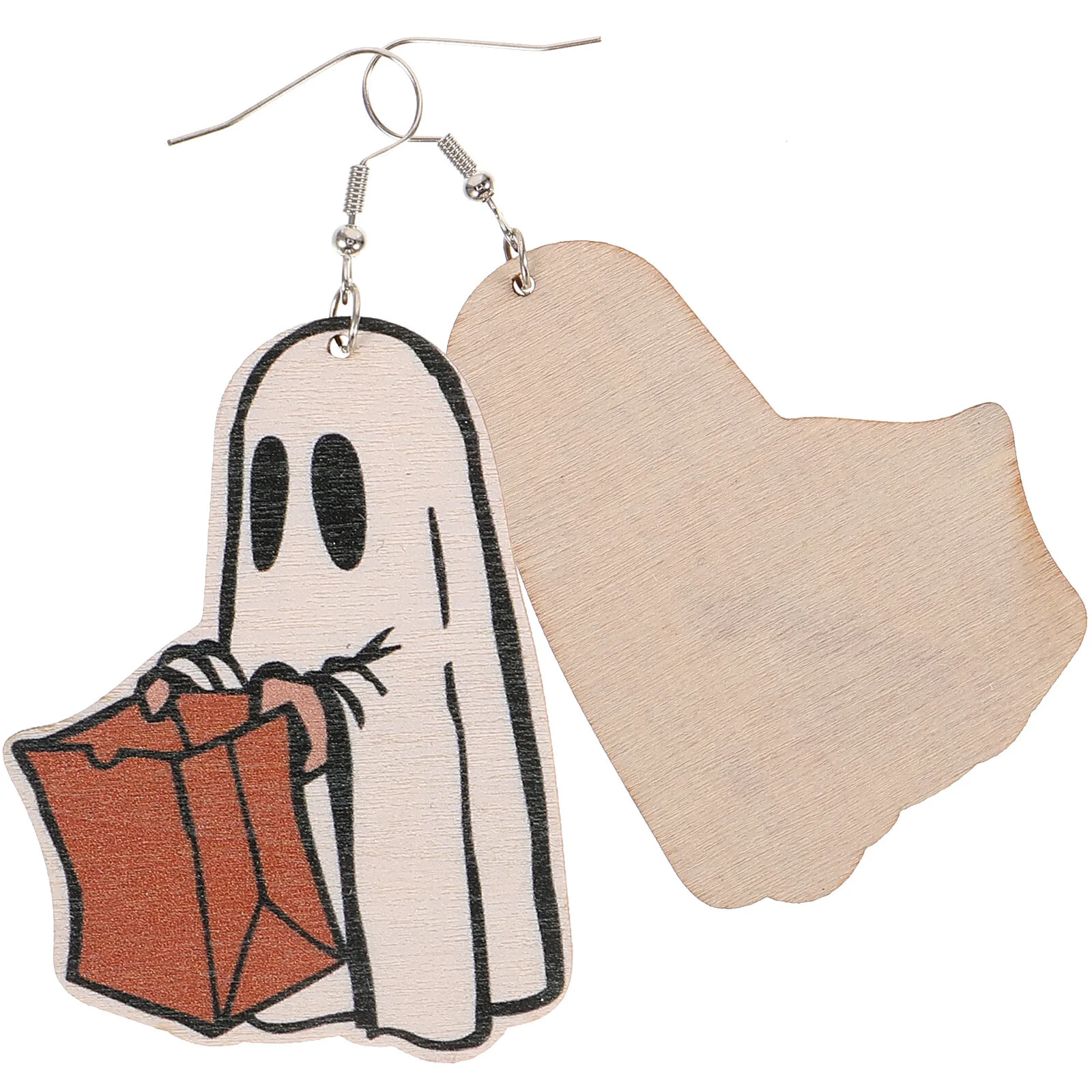 Goth Earrings Jewelry Women Trendy Funny Dangle Halloween Costume Wooden Fashion Funky