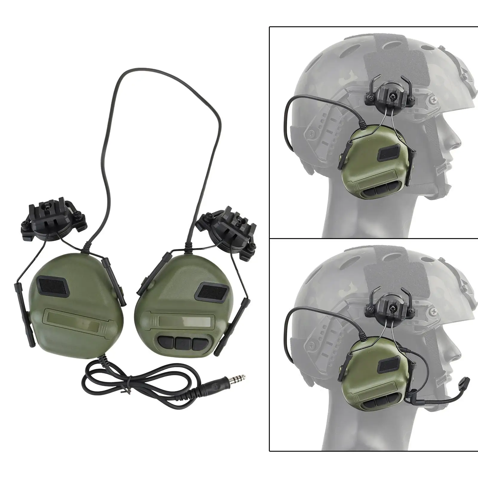 

Heavy Duty Helmet Headset Ear Protection No Noise Reduction Sound Pickup Functional for PTT Radio Hunting Activity