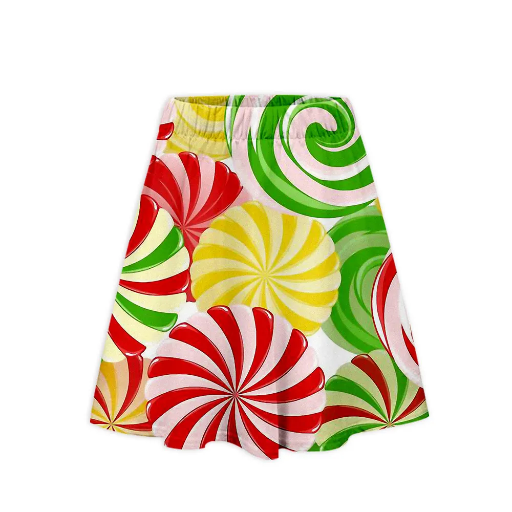 Lianshuo2022 New Candy Fashion Temperament Printing Slim Fit Age-reducing Half-length A-line Women's Skirt Elastic Waist Summer