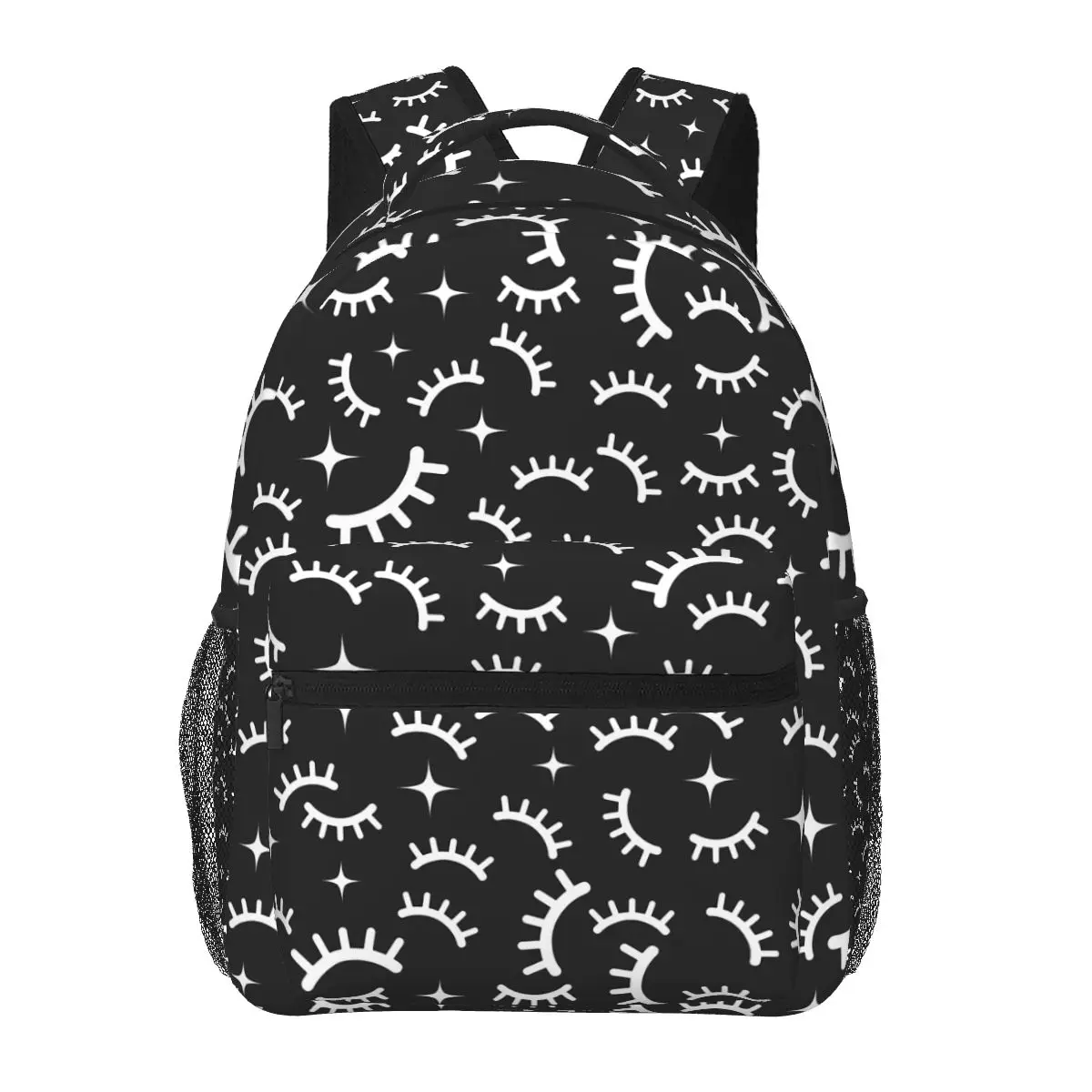 

Eyelashes Backpack White And Black Boy Polyester Outdoor Backpacks Big Style School Bags Rucksack