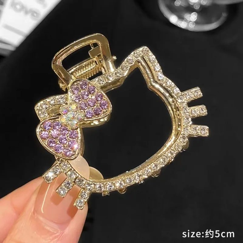 Kawaii милый Hello Kitty Металлический Блестящий Алмазный зажим для волос