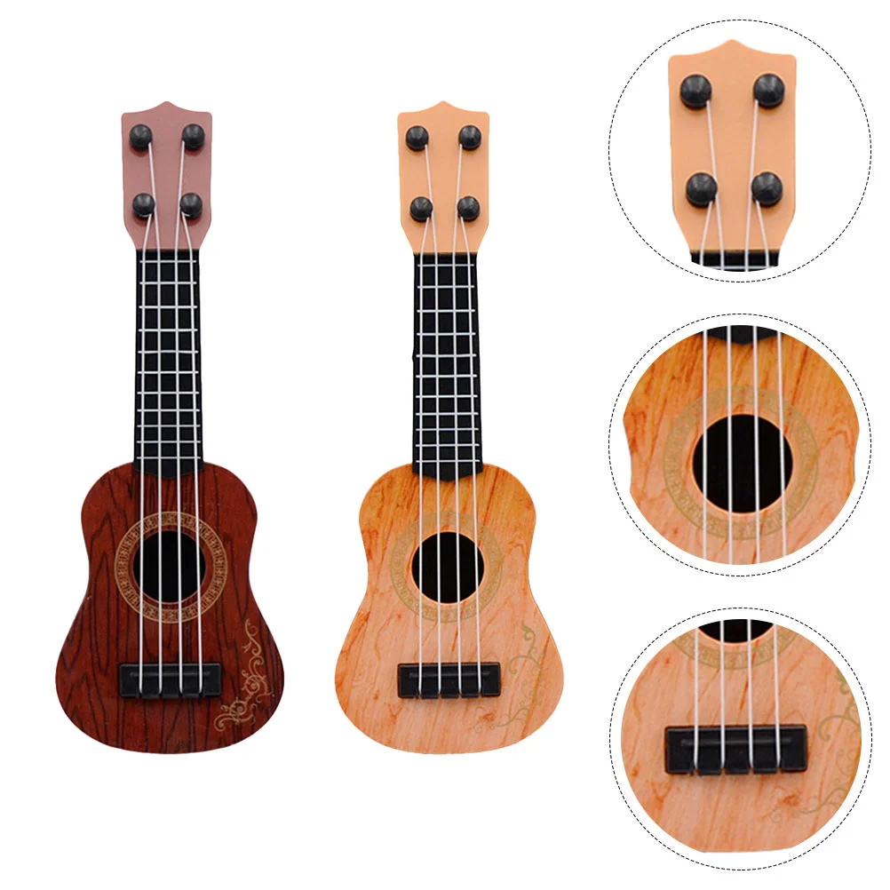 

2 Pcs Kid Guitar Kids Plaything Mini Toys Simulation Musical Toddlers Ukulele Model Educational